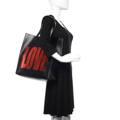 Givenchy Calfskin Love Print Shopper Tote Black 2 of 12