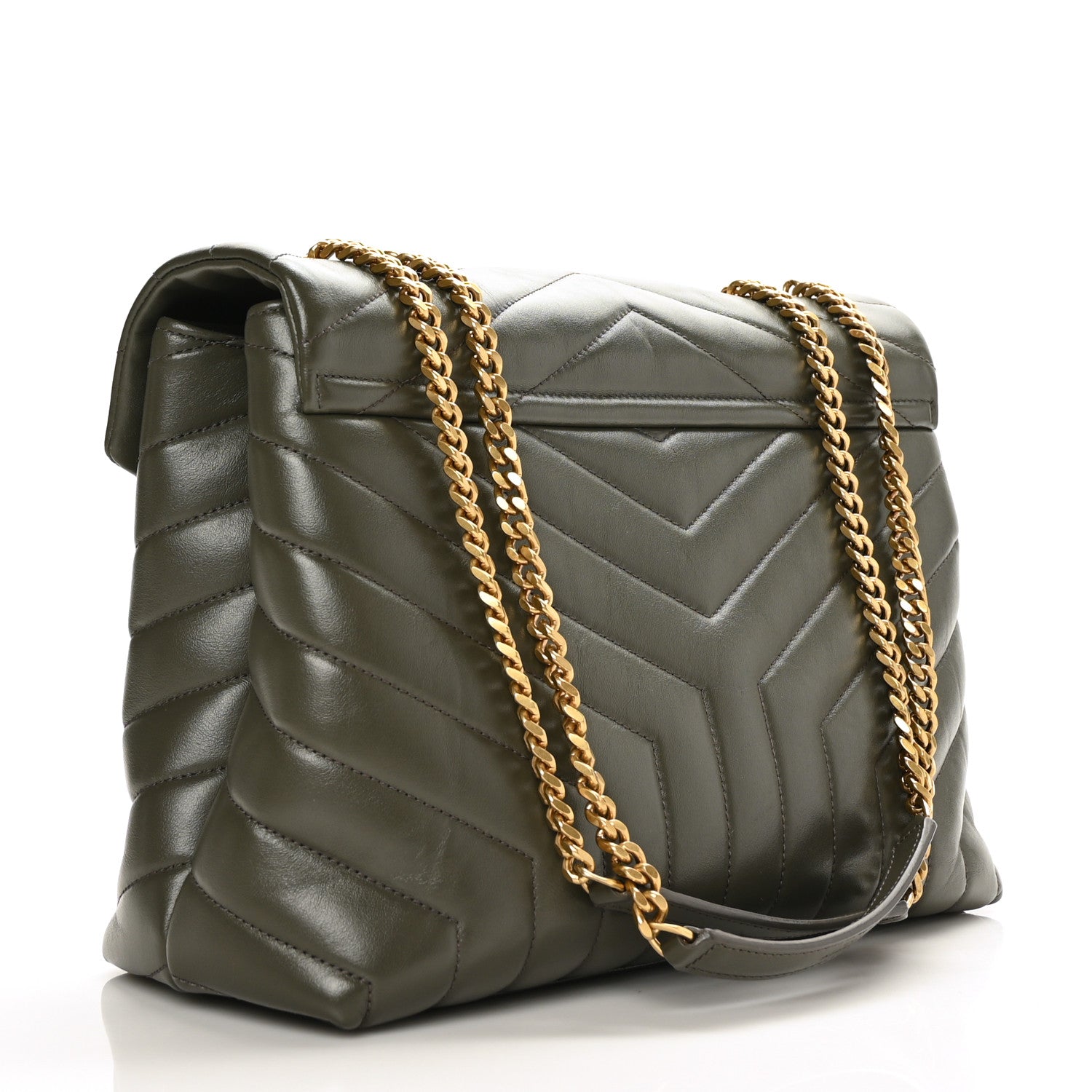 Saint Laurent Calfskin Y Quilted Monogram Medium Loulou Chain Satchel Military Olive 2 of 7