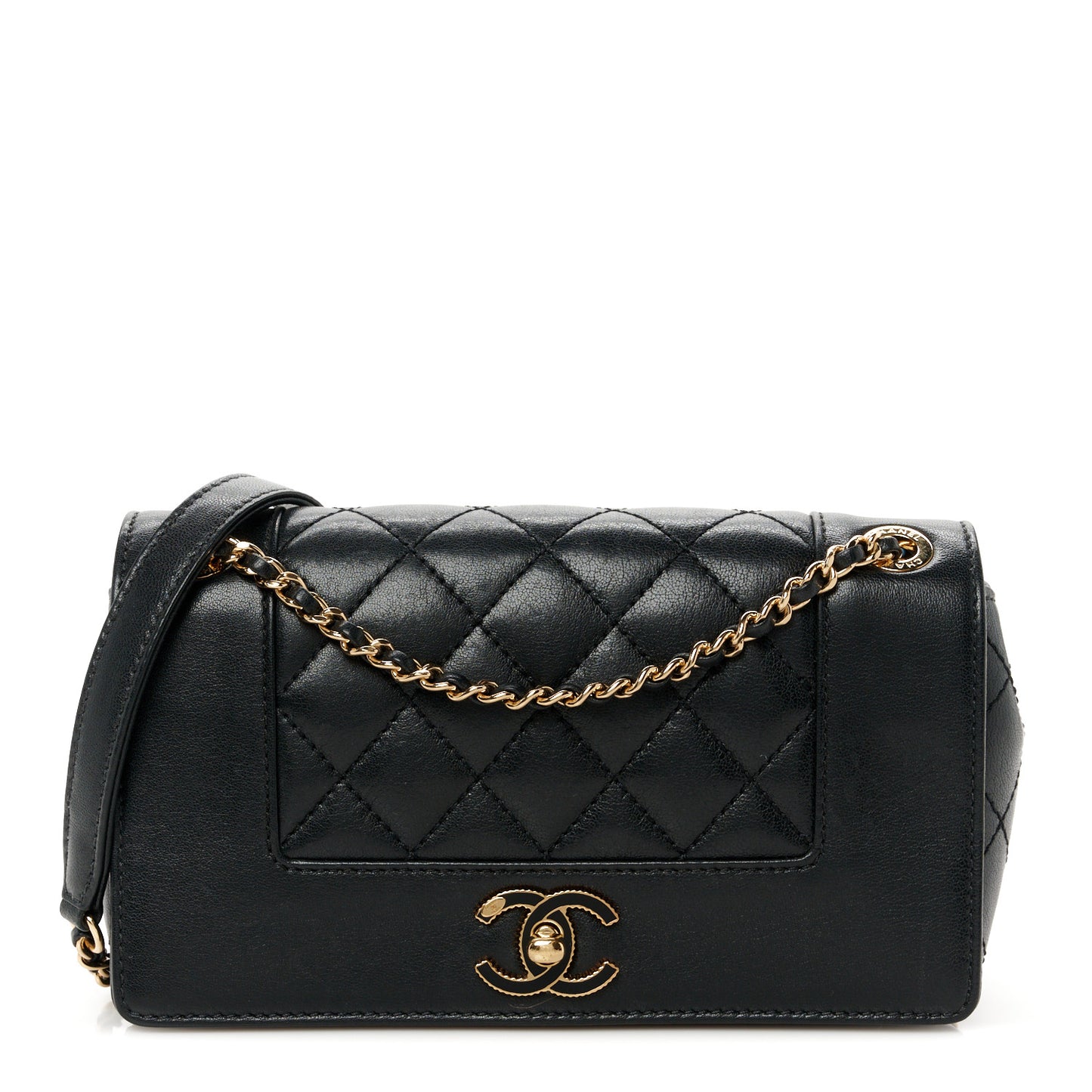 Sheepskin Quilted Medium Vintage Mademoiselle Flap Black