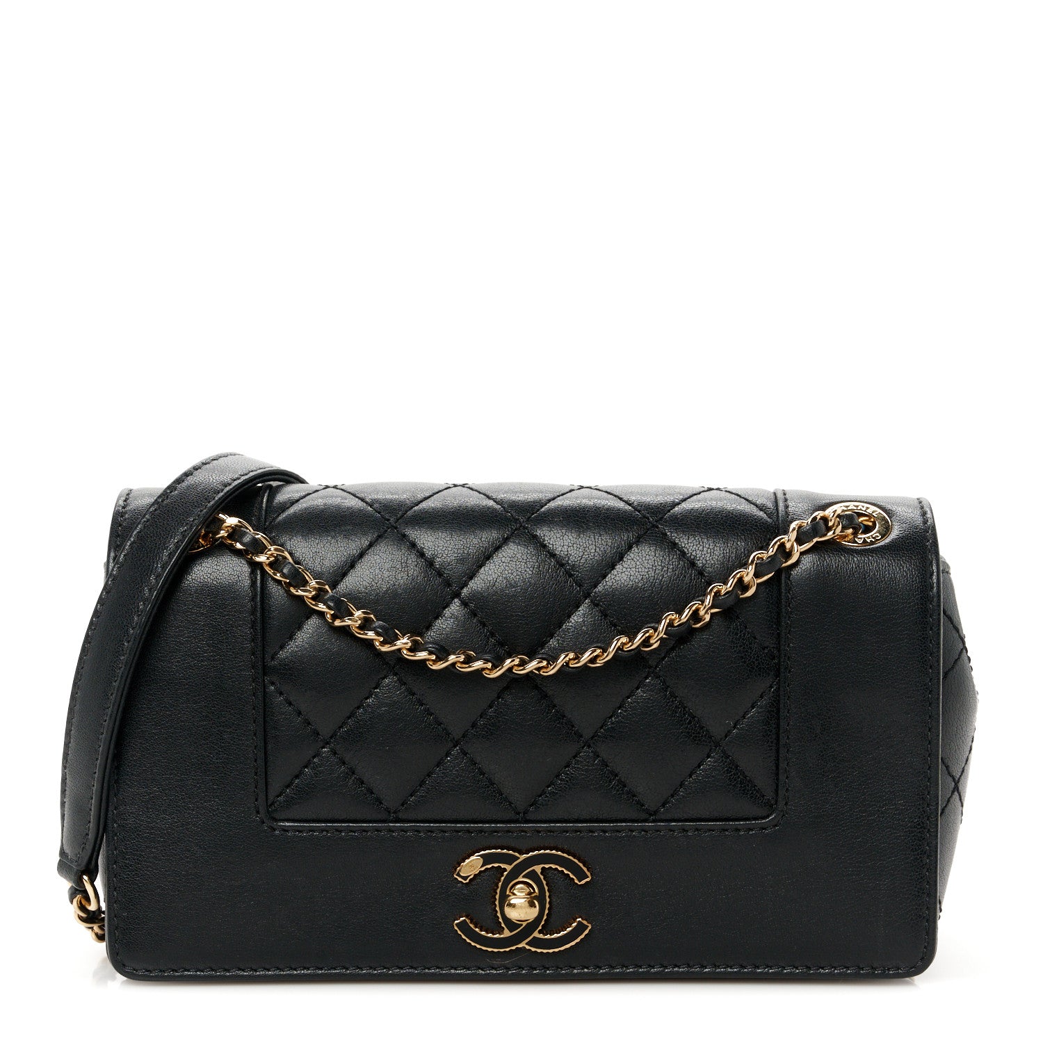 Chanel Sheepskin Quilted Medium Vintage Mademoiselle Flap Black 1 of 11