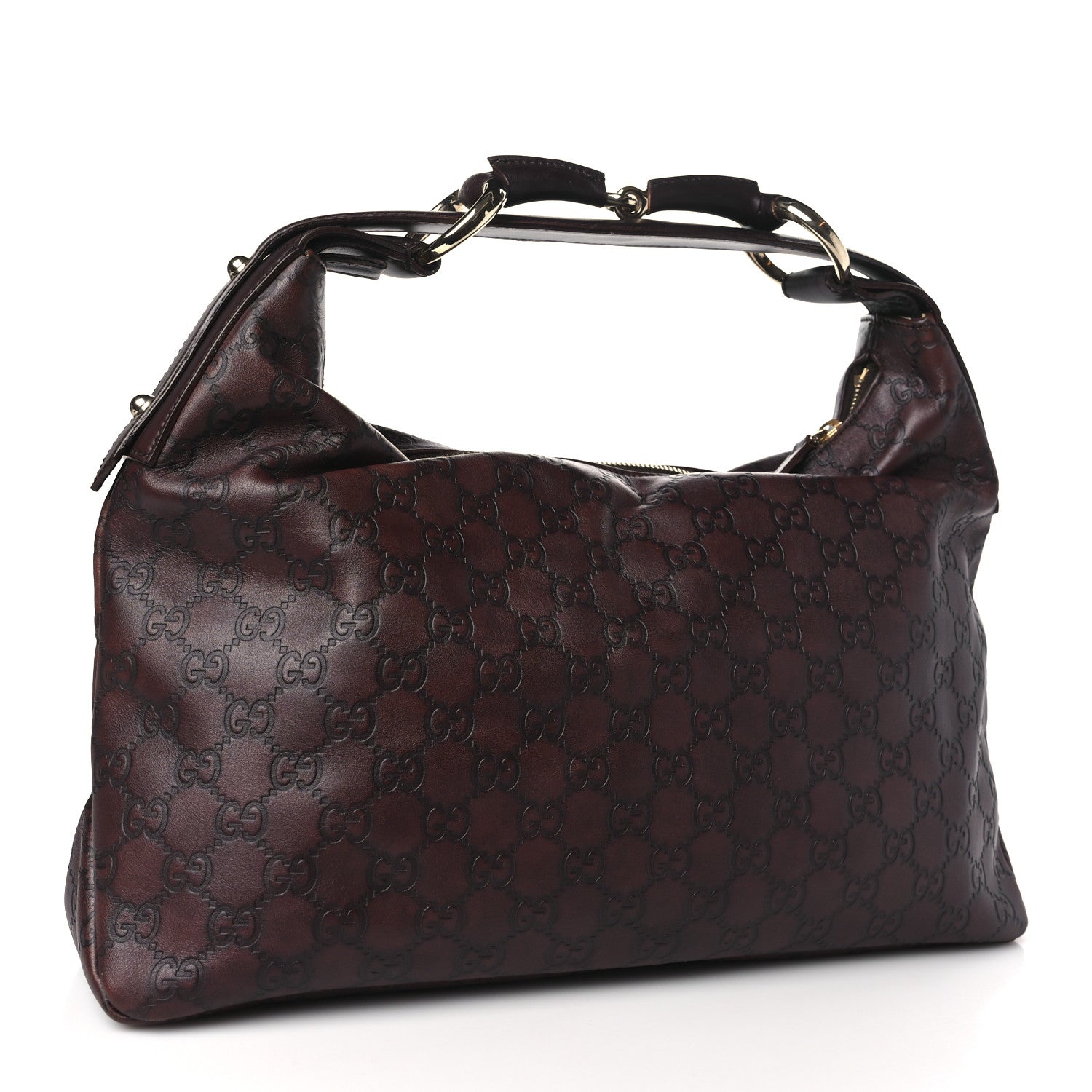 Gucci Guccissima Medium Horsebit Chain Hobo Dark Brown 3 of 11