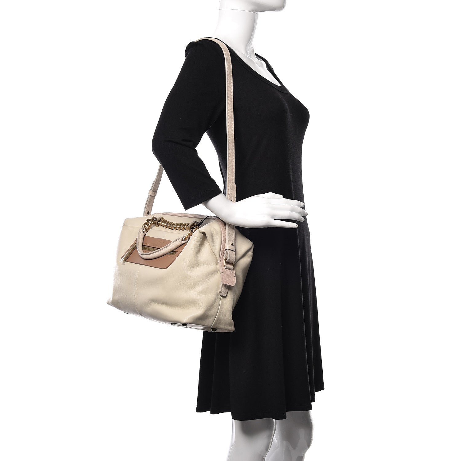 Lanvin Smooth Calfskin Bicolor Padam Bowling Satchel White 3 of 10