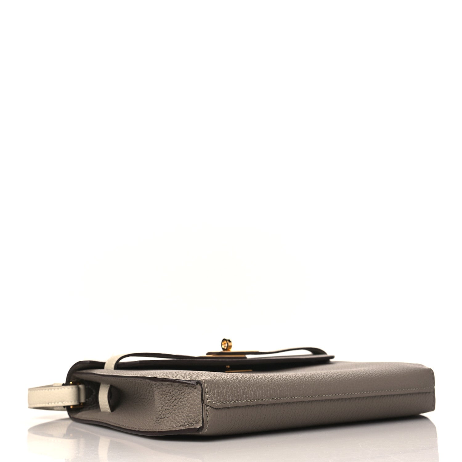 Hermes Togo Horseshoe Kelly Depeches 25 Pouch Etain Nata 4 of 9