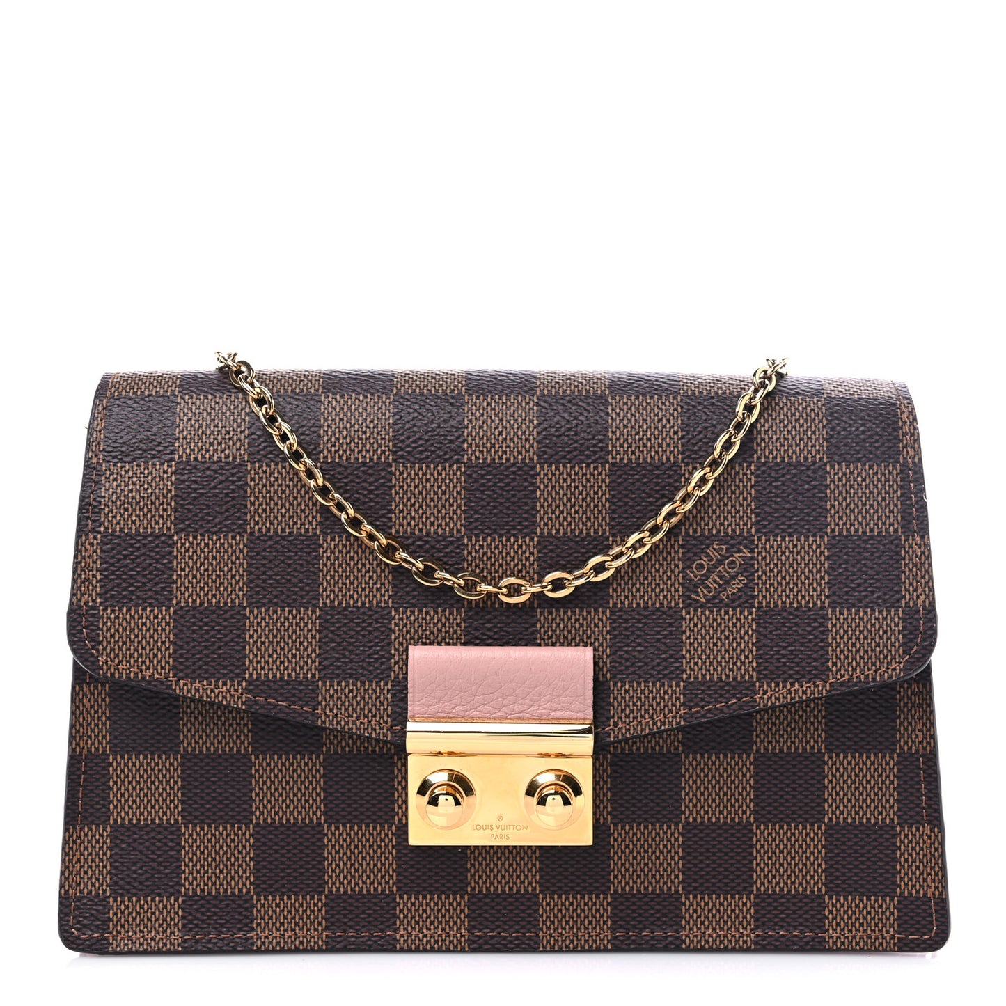 Damier Ebene Croisette Chain Wallet Magnolia