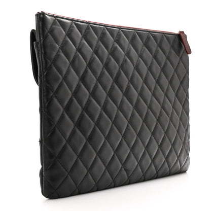 Chanel Lambskin Quilted Large Flap Cosmetic Case Black 3 of 20
