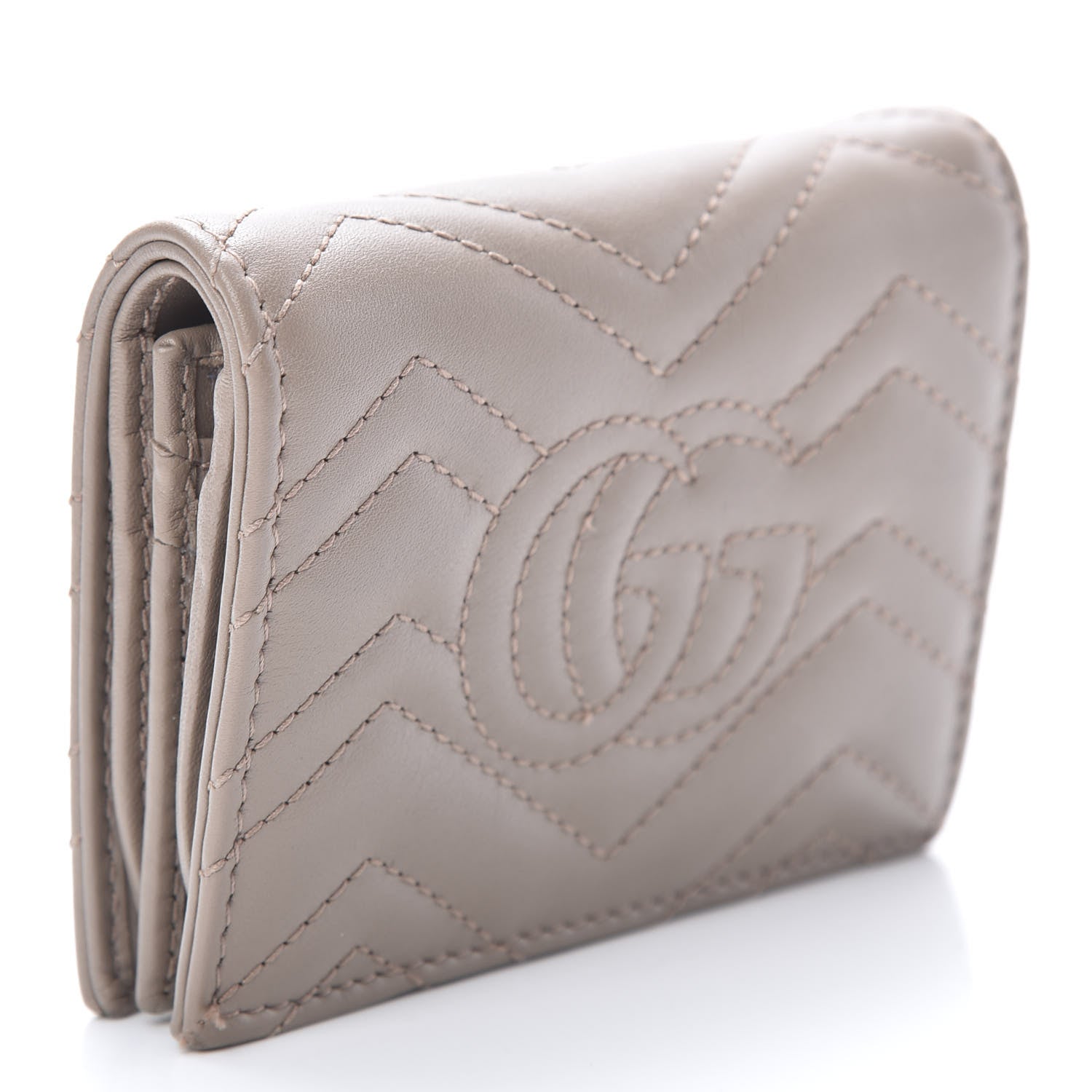 Gucci Calfskin Matelasse GG Marmont Card Case Wallet Porcelain Rose 3 of 10