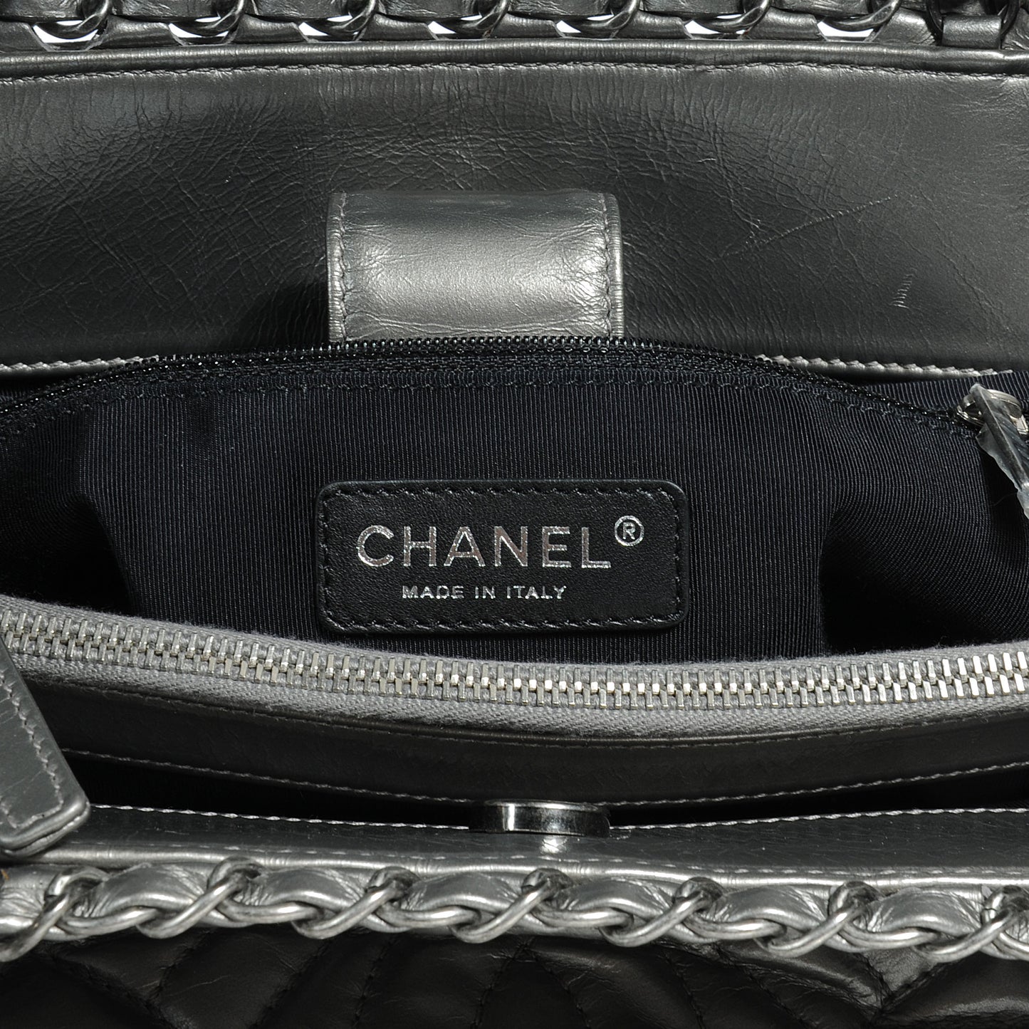 Calfskin Small Chain Me Tote Light Silver