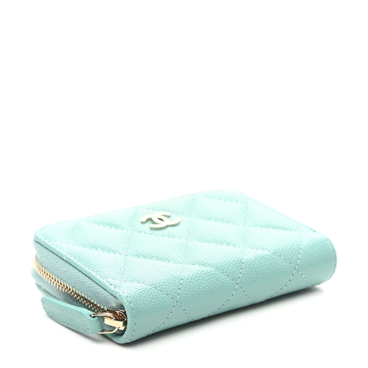 Caviar Quilted Zip Coin Purse Light Blue