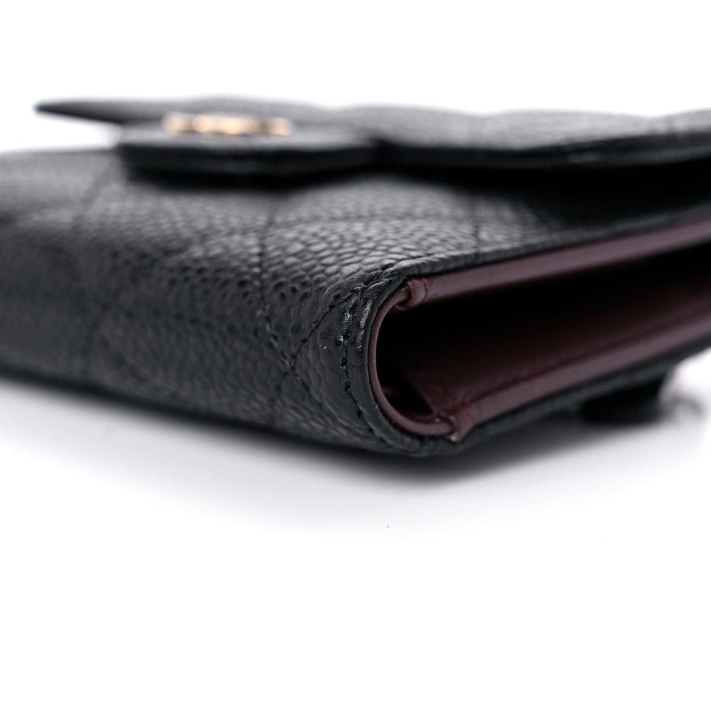 Caviar Quilted Compact Flap Wallet Black