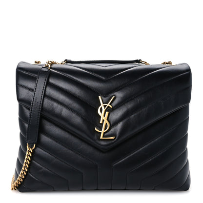 Saint Laurent Calfskin Y Quilted Monogram Medium Loulou Chain Satchel Black 1 of 11