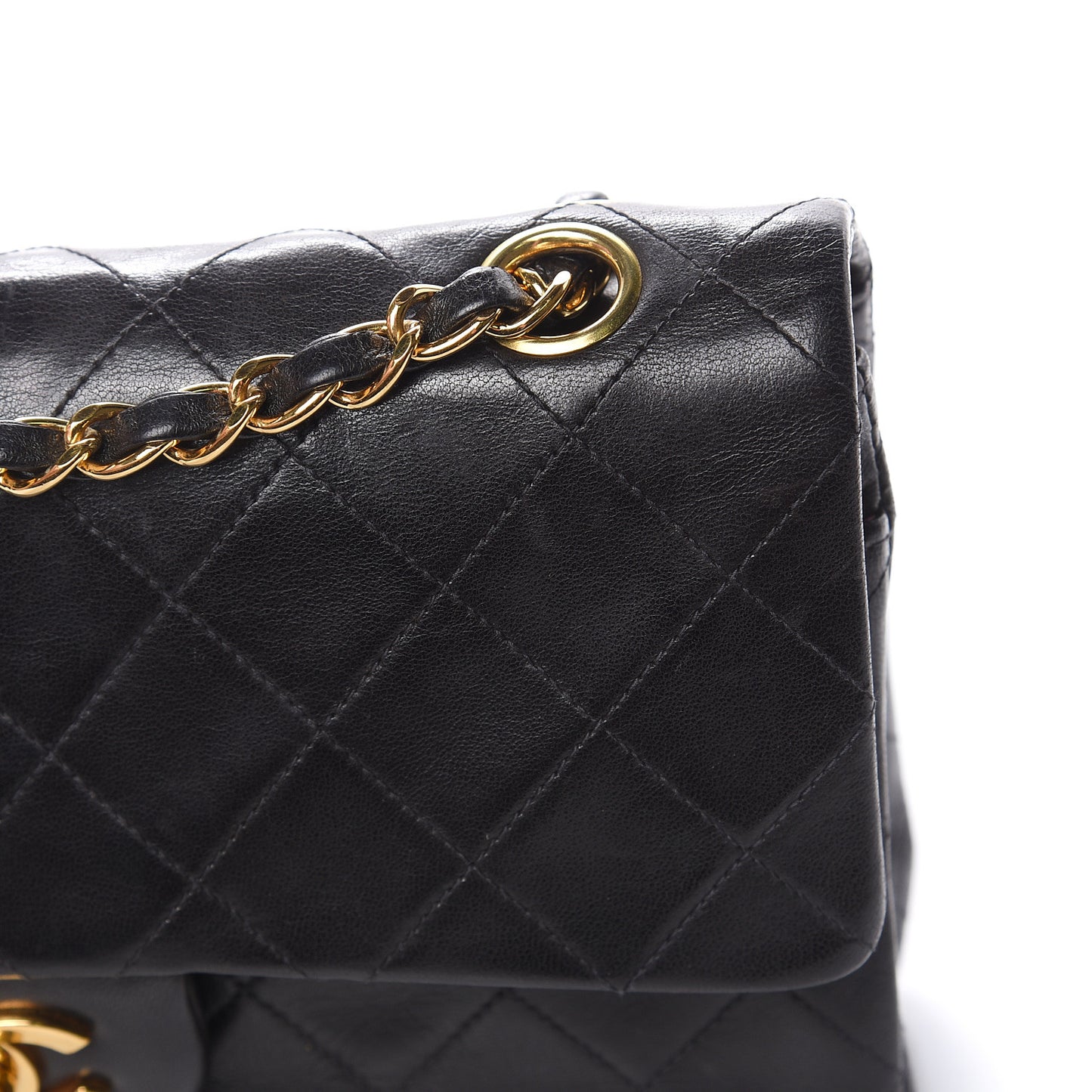 Lambskin Quilted Small Double Flap Black