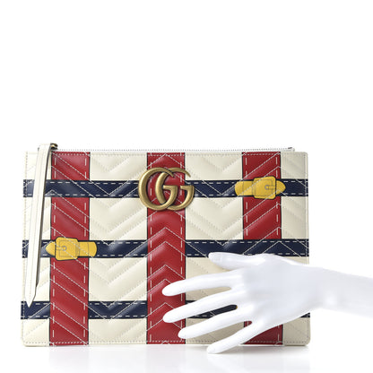 Gucci Calfskin Matelasse Trompe L'Oeil Print GG Marmont Zip Pouch White 2 of 11