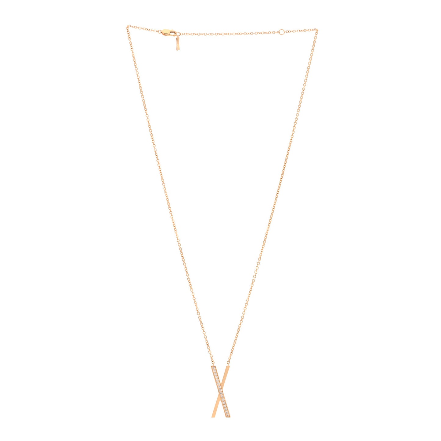 18K Rose Gold Diamond Large Atlas X Pendant Necklace