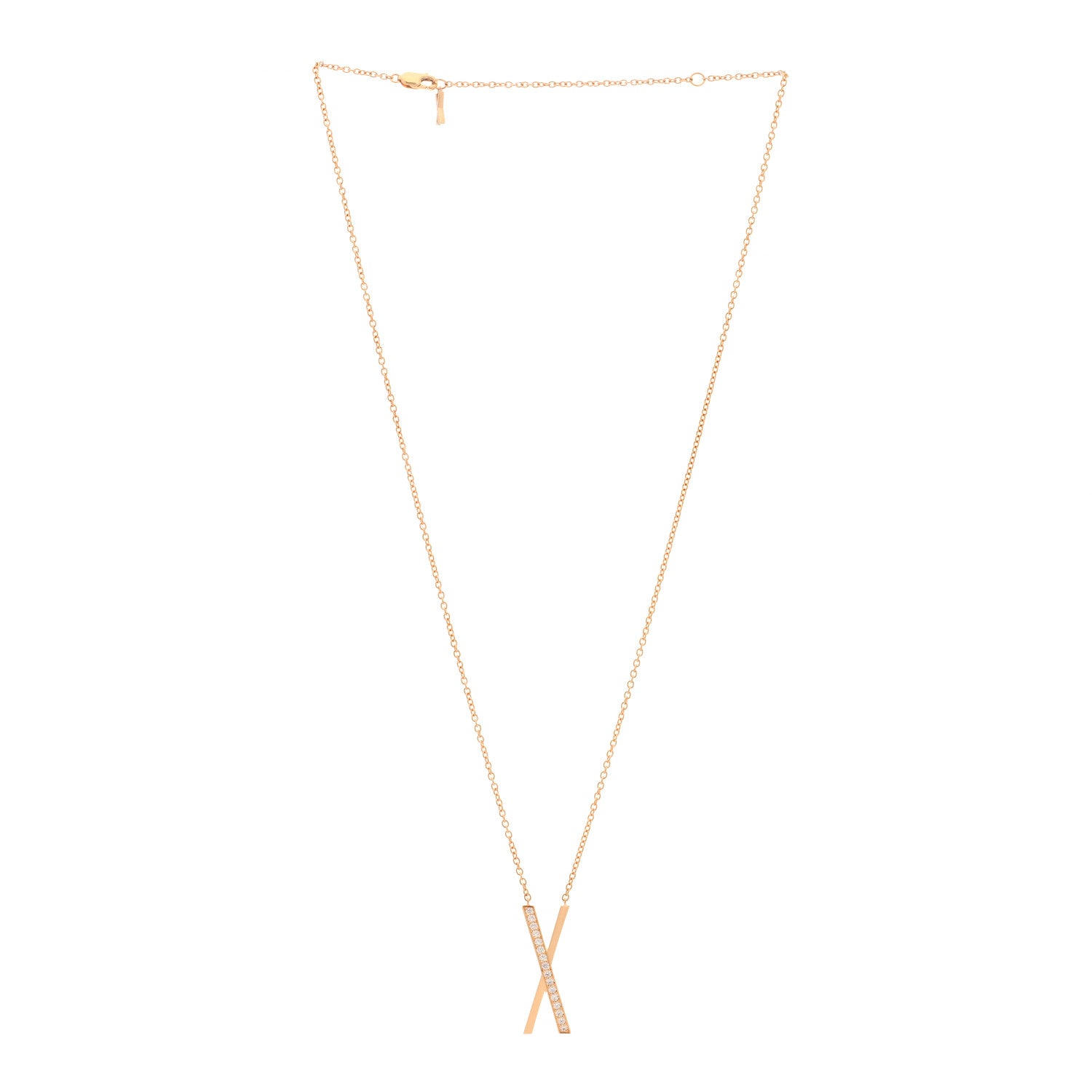 Tiffany 18K Rose Gold Diamond Large Atlas X Pendant Necklace 3 of 6