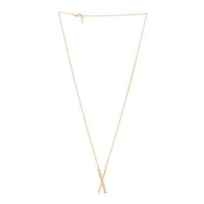 Tiffany 18K Rose Gold Diamond Large Atlas X Pendant Necklace 3 of 6