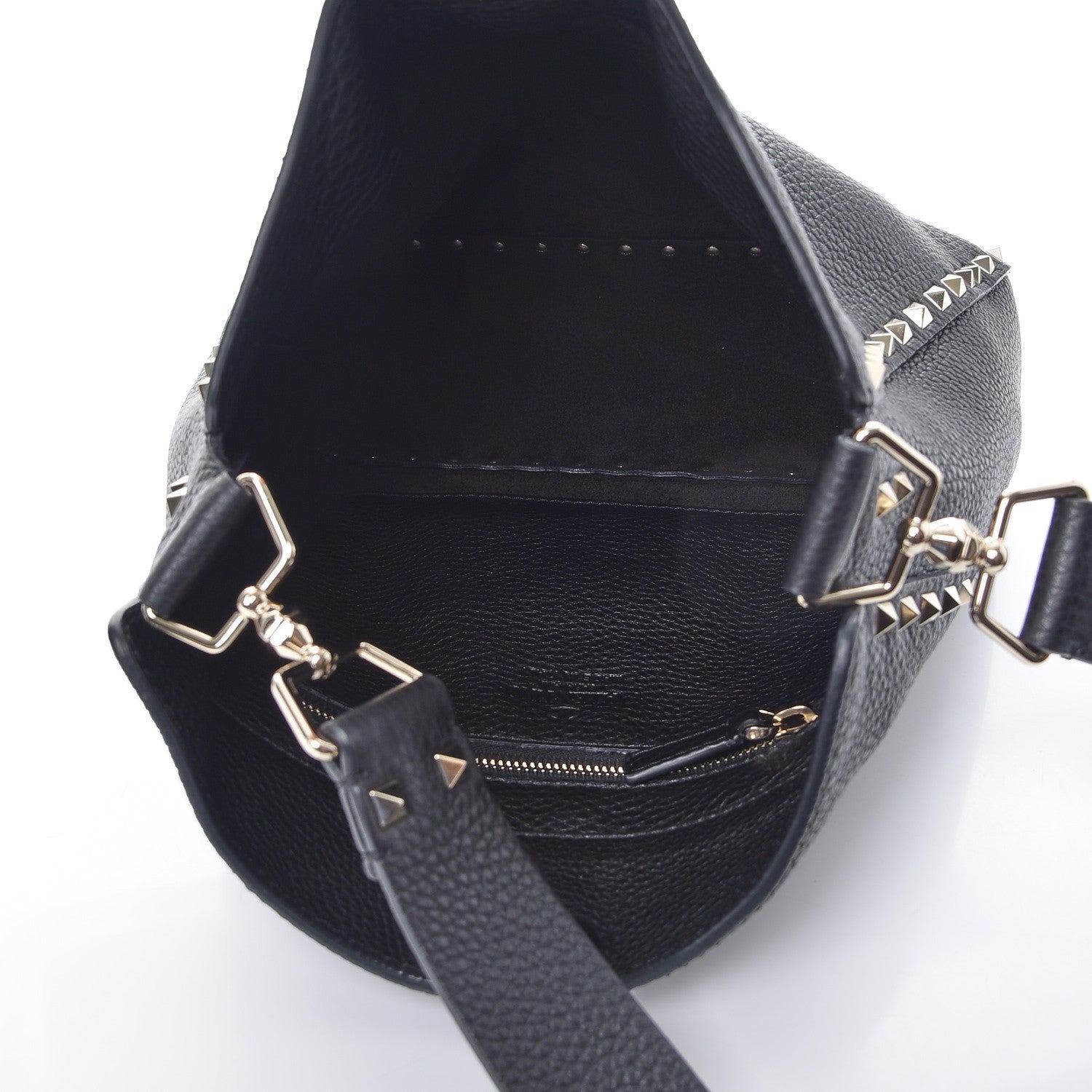 Valentino Garavani Pebbled Calfskin Small Rockstud Flip-Lock Messenger Bag Black 5 of 7