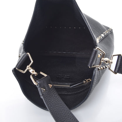 Valentino Garavani Pebbled Calfskin Small Rockstud Flip-Lock Messenger Bag Black 5 of 7
