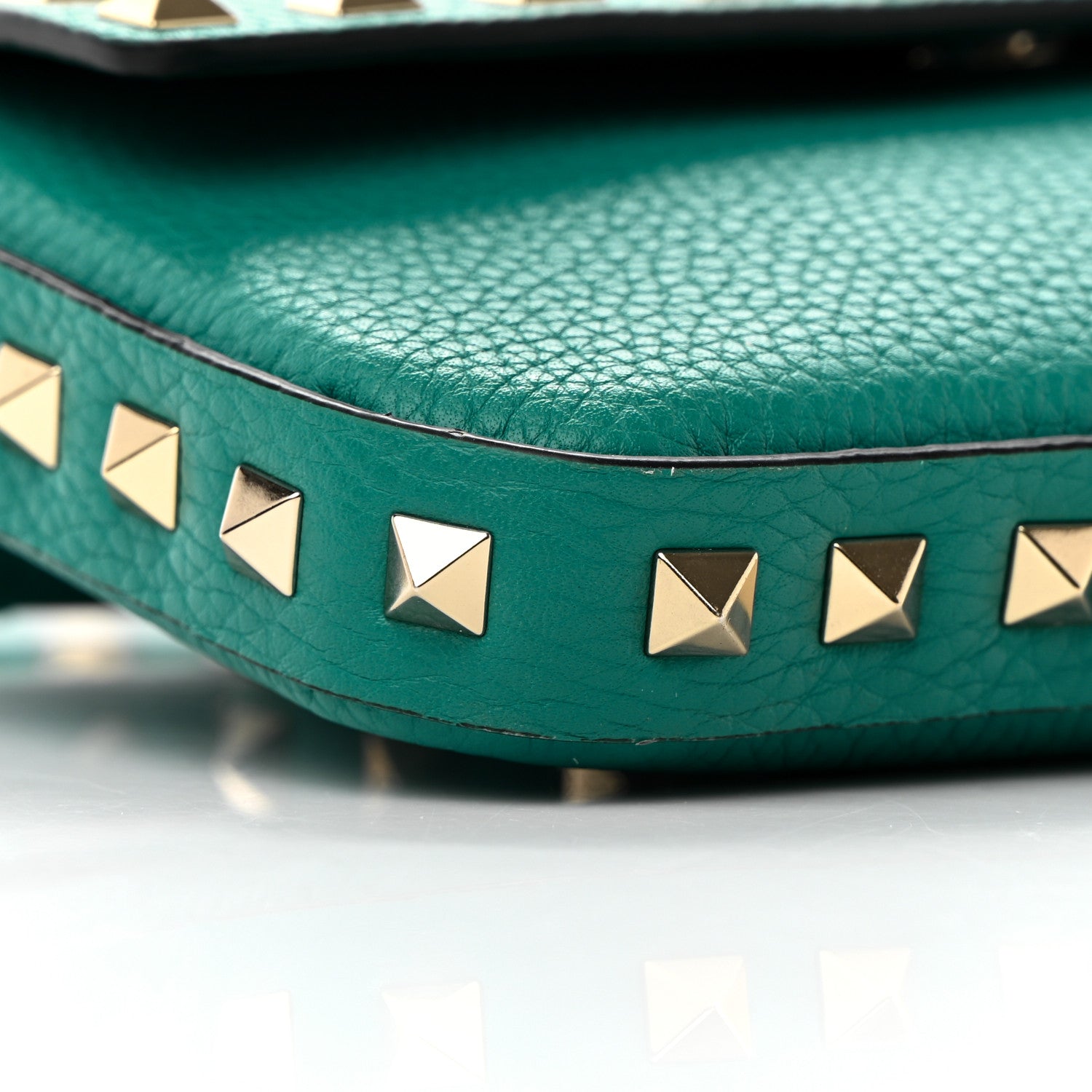 Valentino Garavani Grainy Calfskin Rockstud Crossbody Pouch Ultra Marine Green 8 of 10