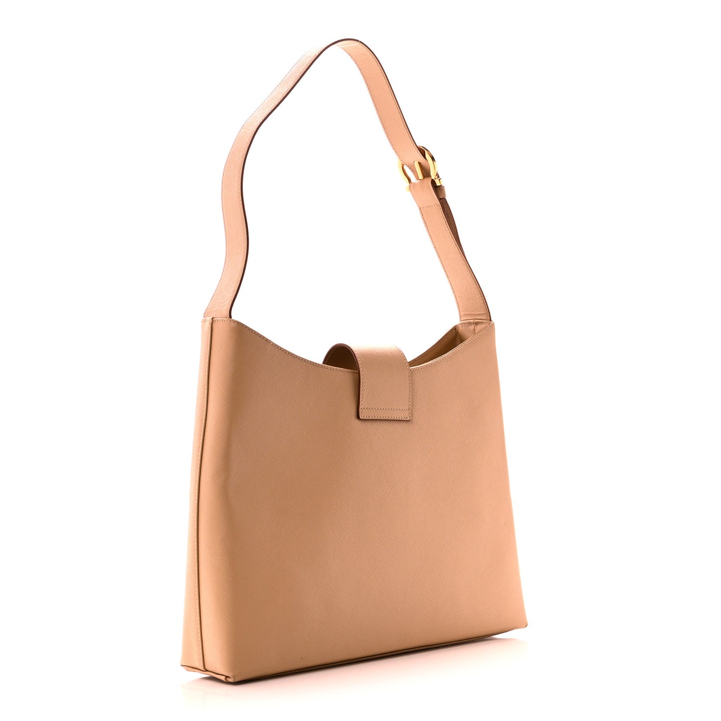 Hammered Calfskin Trifolio Shoulder Bag Sand
