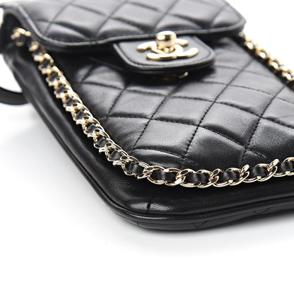 Chanel Lambskin Quilted Chain Around Flap Crossbody Black 4 of 11