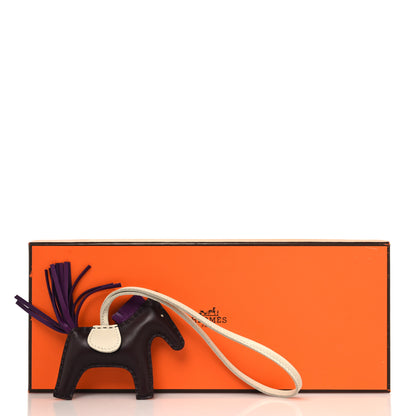 Hermes Milo Lambskin Grigri Rodeo Horse Bag Charm PM Rouge Sellier Craie Violet 4 of 4