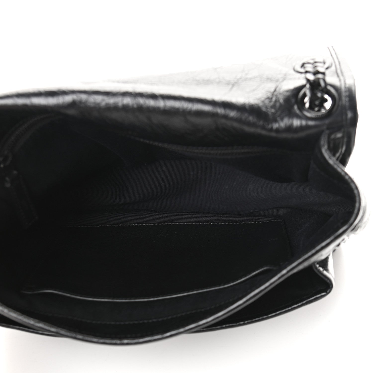 Saint Laurent Crinkled Calfskin Matelasse Monogram Medium Niki Chain Satchel Black 5 of 9