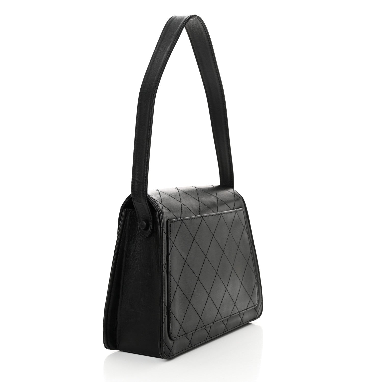 Chanel Lambskin Stitched Shoulder Flap Bag Black 3 of 18
