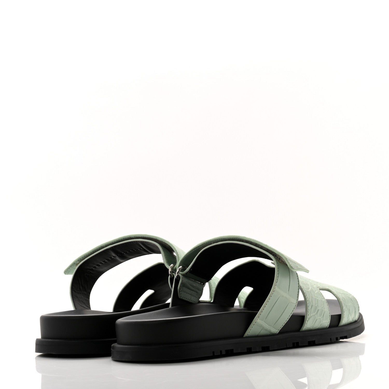 Hermes Matte Alligator Mens Chypre Sandals 44 Vert D'eau 4 of 9