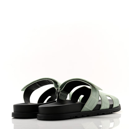 Hermes Matte Alligator Mens Chypre Sandals 44 Vert D'eau 4 of 9