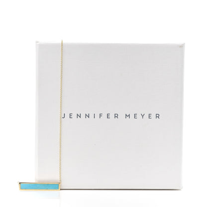 Jennifer Meyer 18K Yellow Gold Turquoise Inlay Bar Necklace 6 of 6
