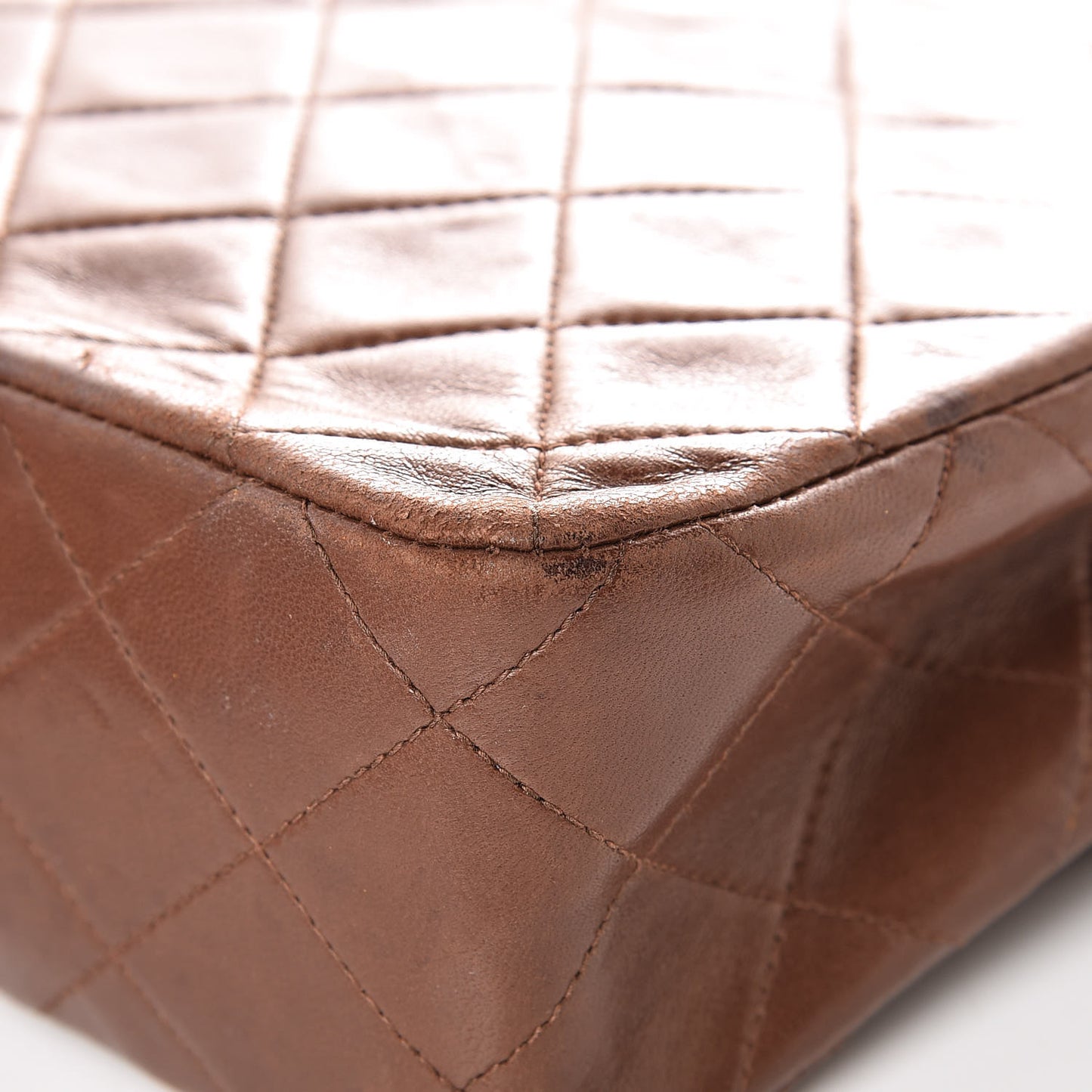 Lambskin Quilted Mini Square Flap Brown