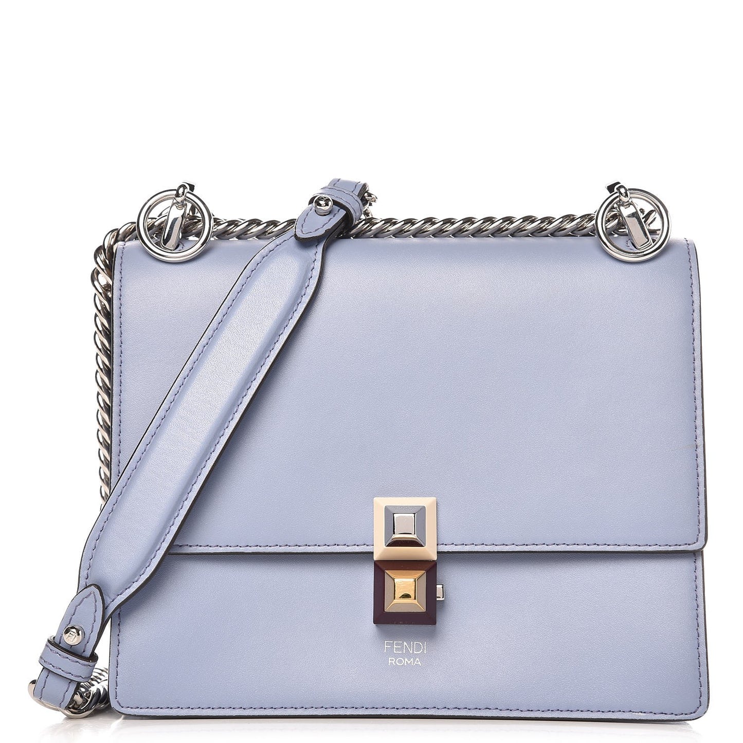 Vitello Liberty Studded Small Kan I Shoulder Bag Azzurro Sky Multicolor