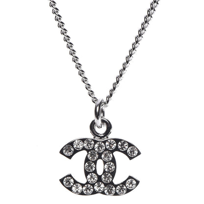 Chanel Crystal Timeless CC Necklace Silver 4 of 6