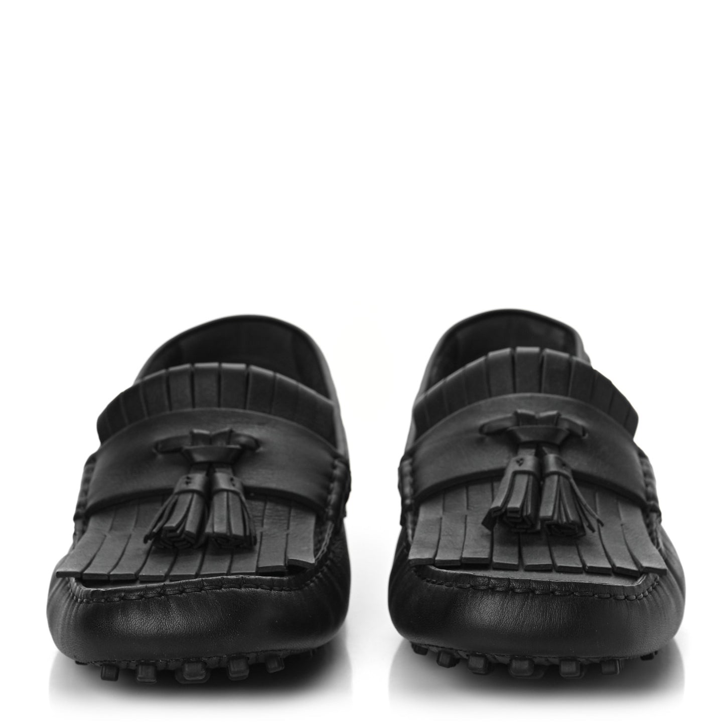 Calfskin Fringe Interlocking G Mens Driver Loafers 8.5 Black