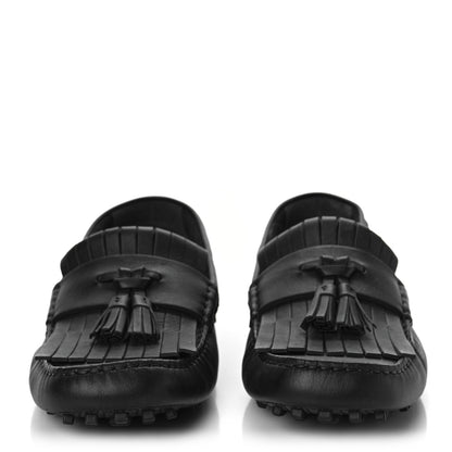 Gucci Calfskin Fringe Interlocking G Mens Driver Loafers 8.5 Black 2 of 11