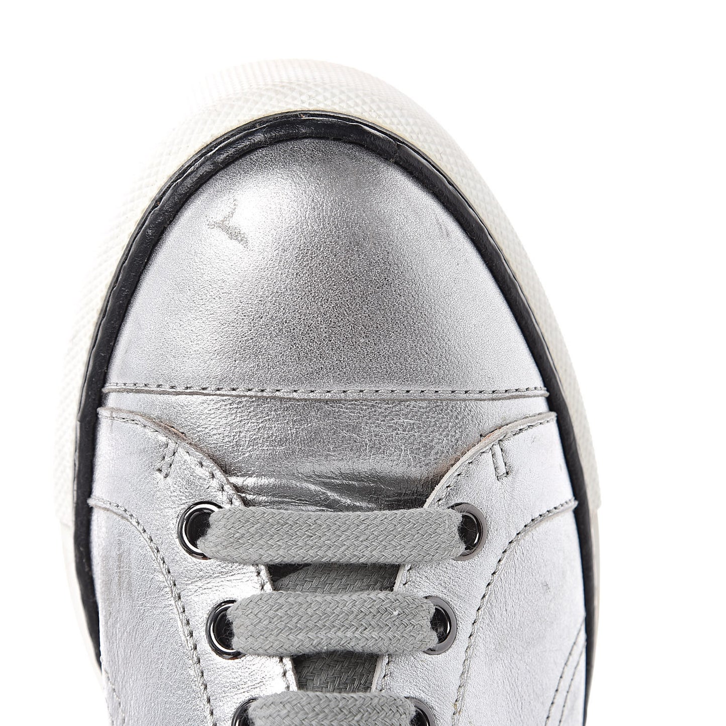 Metallic Nappa Polo Sneakers 35.5 Argent Black