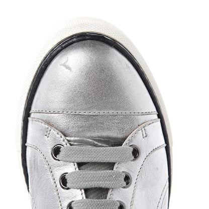 Hermes Metallic Nappa Polo Sneakers 35.5 Argent Black 11 of 14