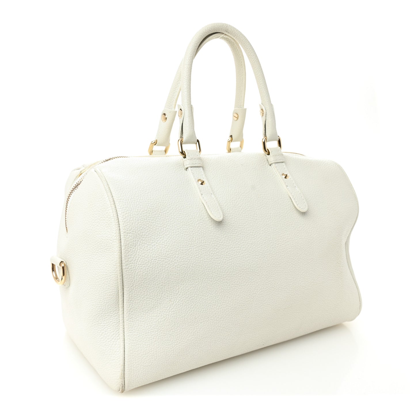 Grained Calfskin Palazzo Bowler White