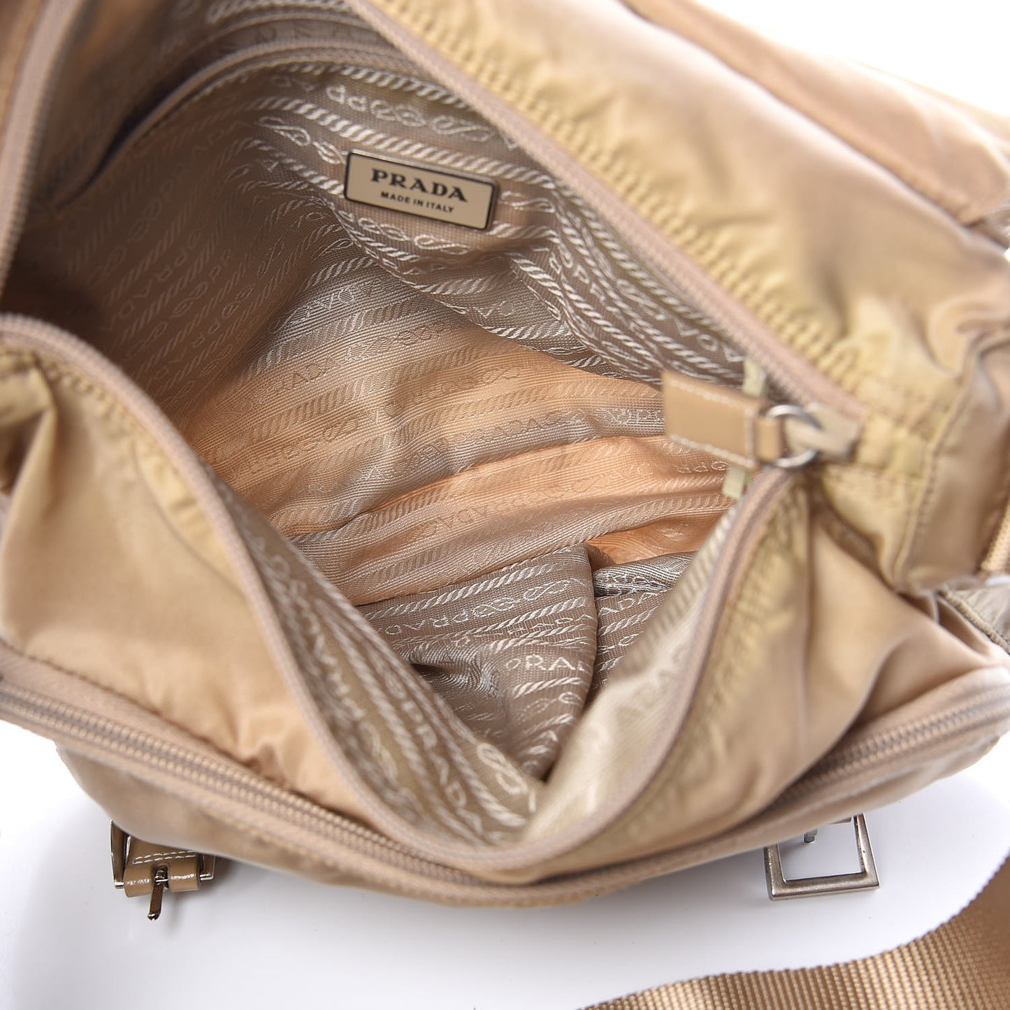 Tessuto Nylon Vela Messenger Bag Beige