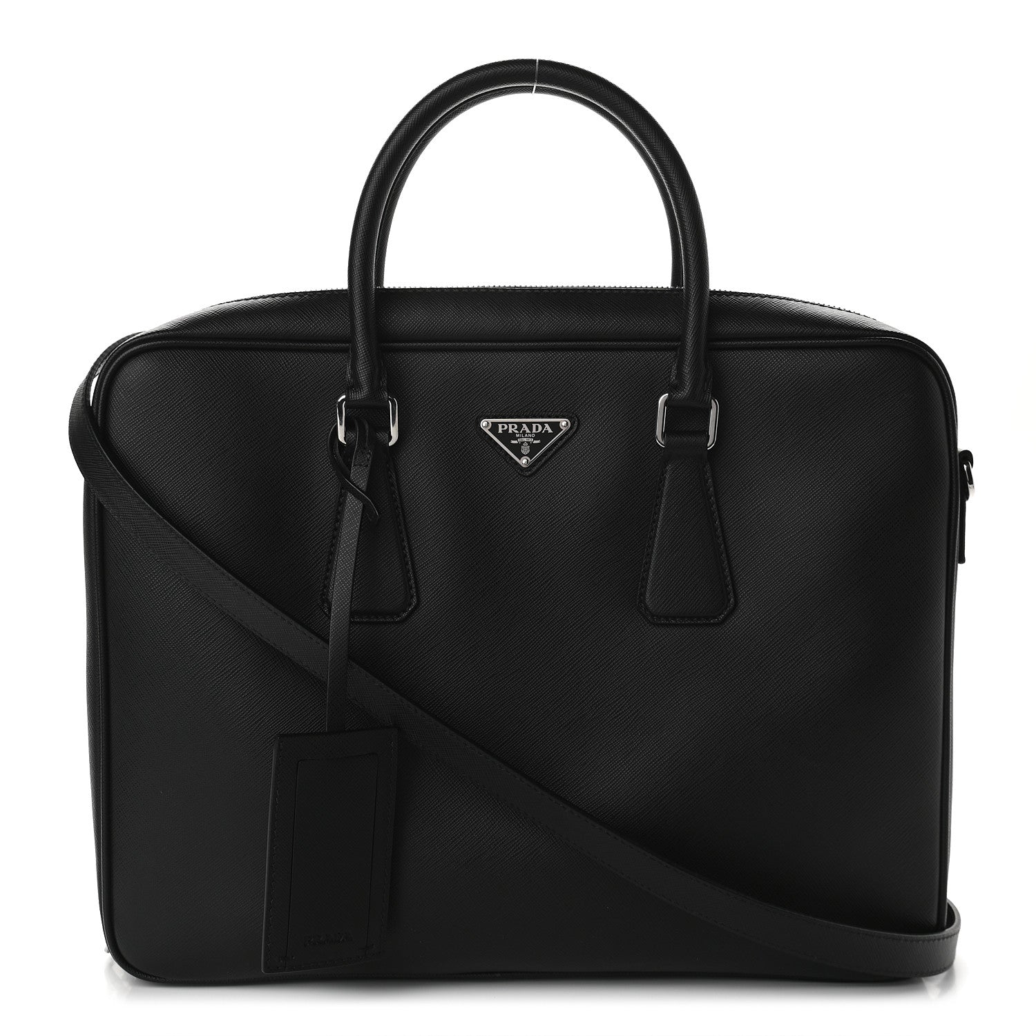 Prada Saffiano Travel Briefcase Black 1 of 8