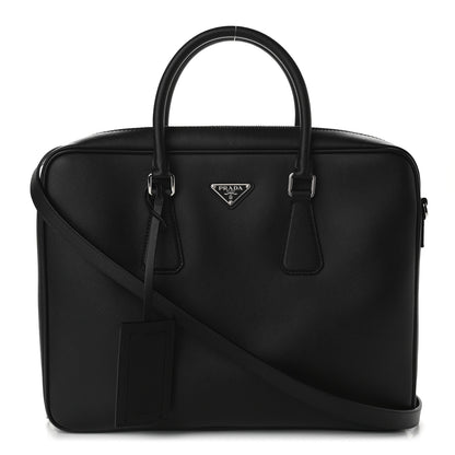 Prada Saffiano Travel Briefcase Black 1 of 8