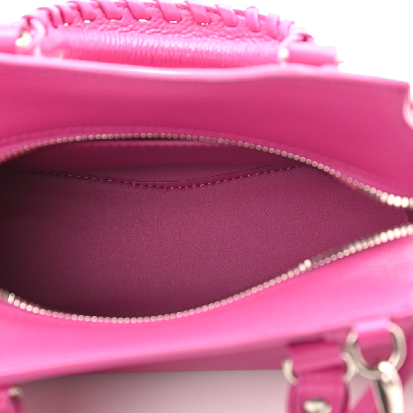 Grained Calfskin Neo Classic Silver Hardware Mini City Fuchsia