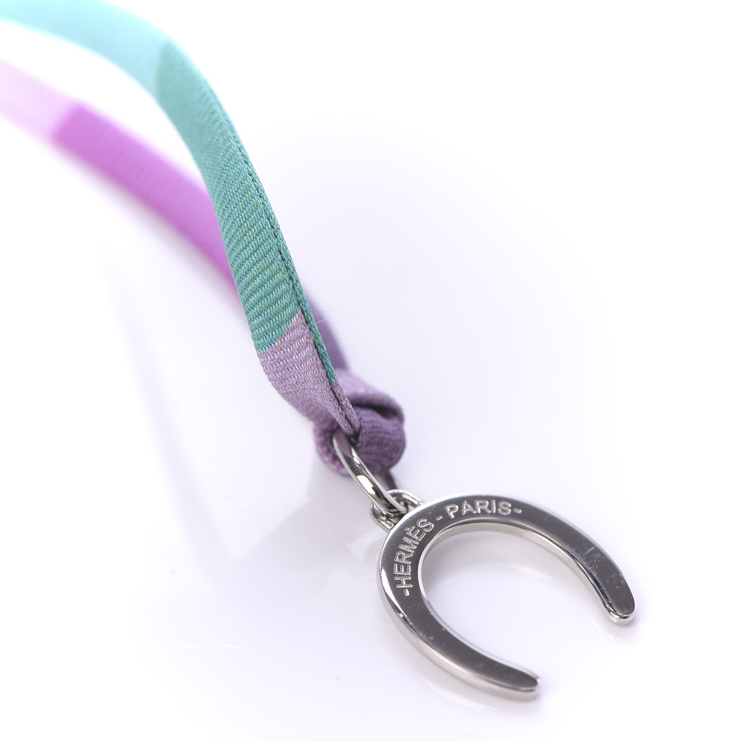 Hermes Palladium Silk Horseshoe Pendant Necklace Multicolor 4 of 4