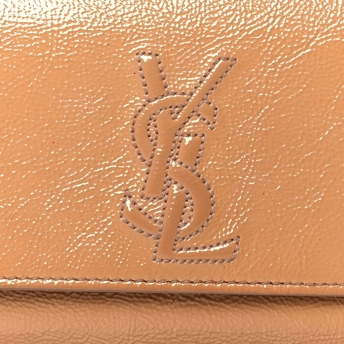 Textured Patent Calfskin Monogram Large Belle De Jour Clutch Beige