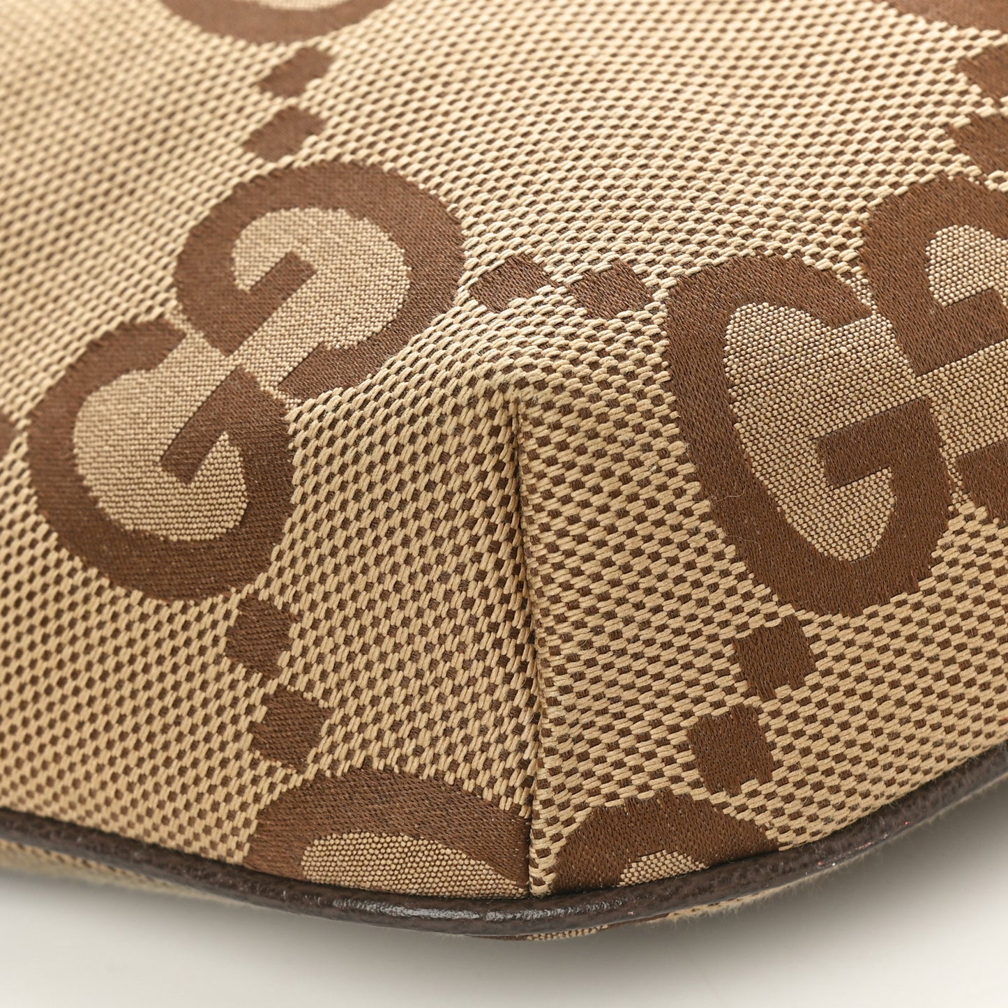 Monogram Jumbo GG Textured Dollar Calfskin Web Belt Bag Camel Ebony New Acero