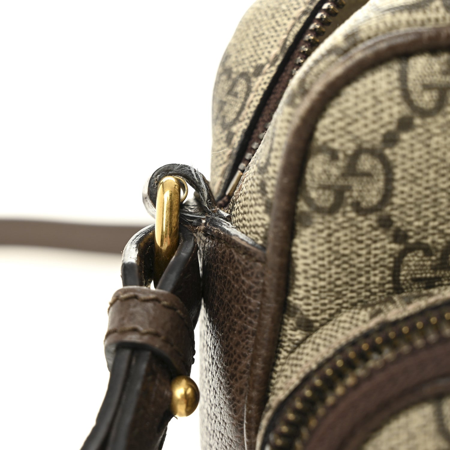 Gucci GG Supreme Monogram Textured Dollar Calfskin Web Small Ophidia Convertible Shoulder Bag Beige Ebony New Acero 12 of 14