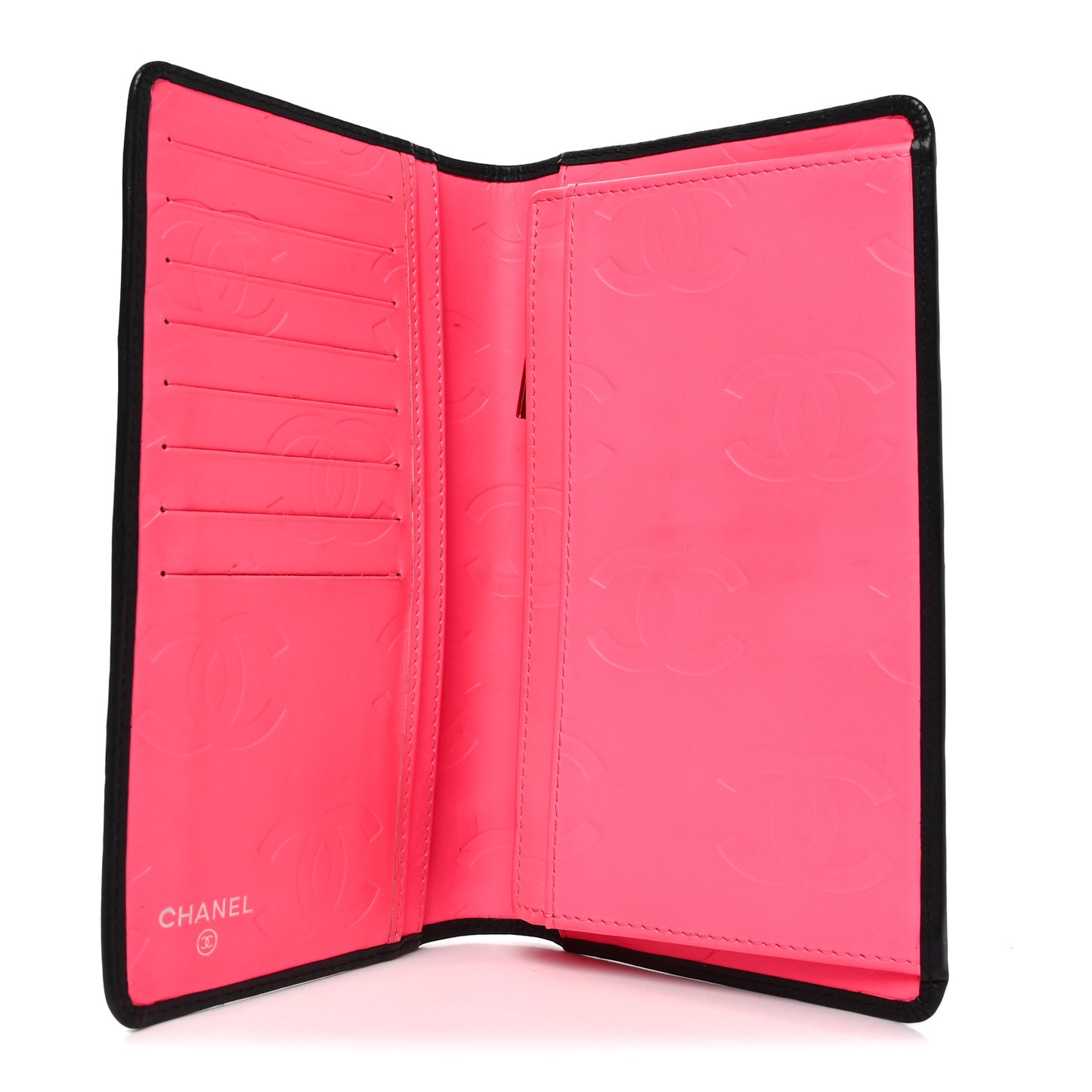 Calfskin Quilted Cambon Yen Wallet Black