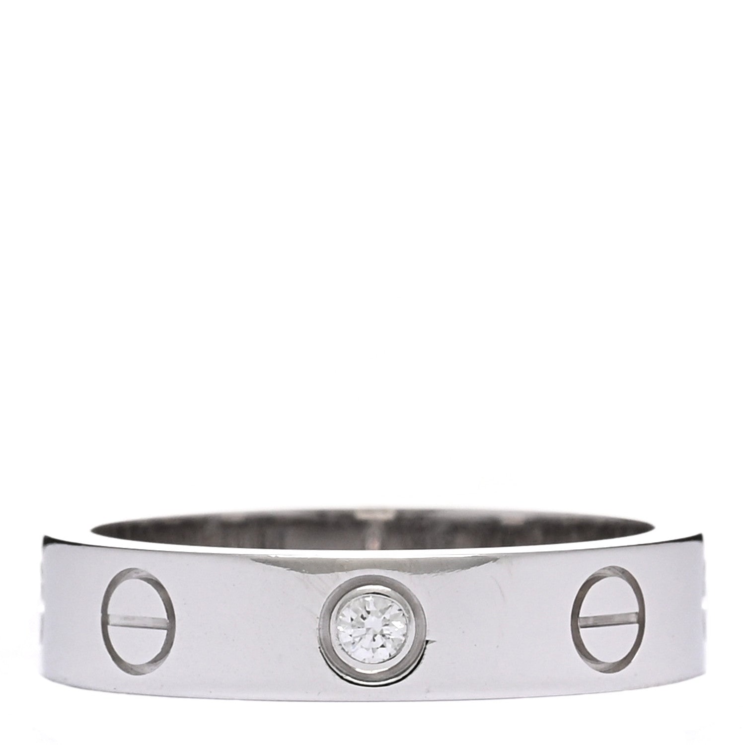Cartier 18K White Gold Diamond 4mm LOVE Wedding Band Ring 48 4.5 1 of 4
