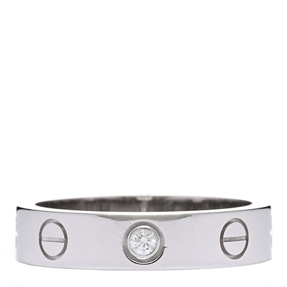 Cartier 18K White Gold Diamond 4mm LOVE Wedding Band Ring 48 4.5 1 of 4