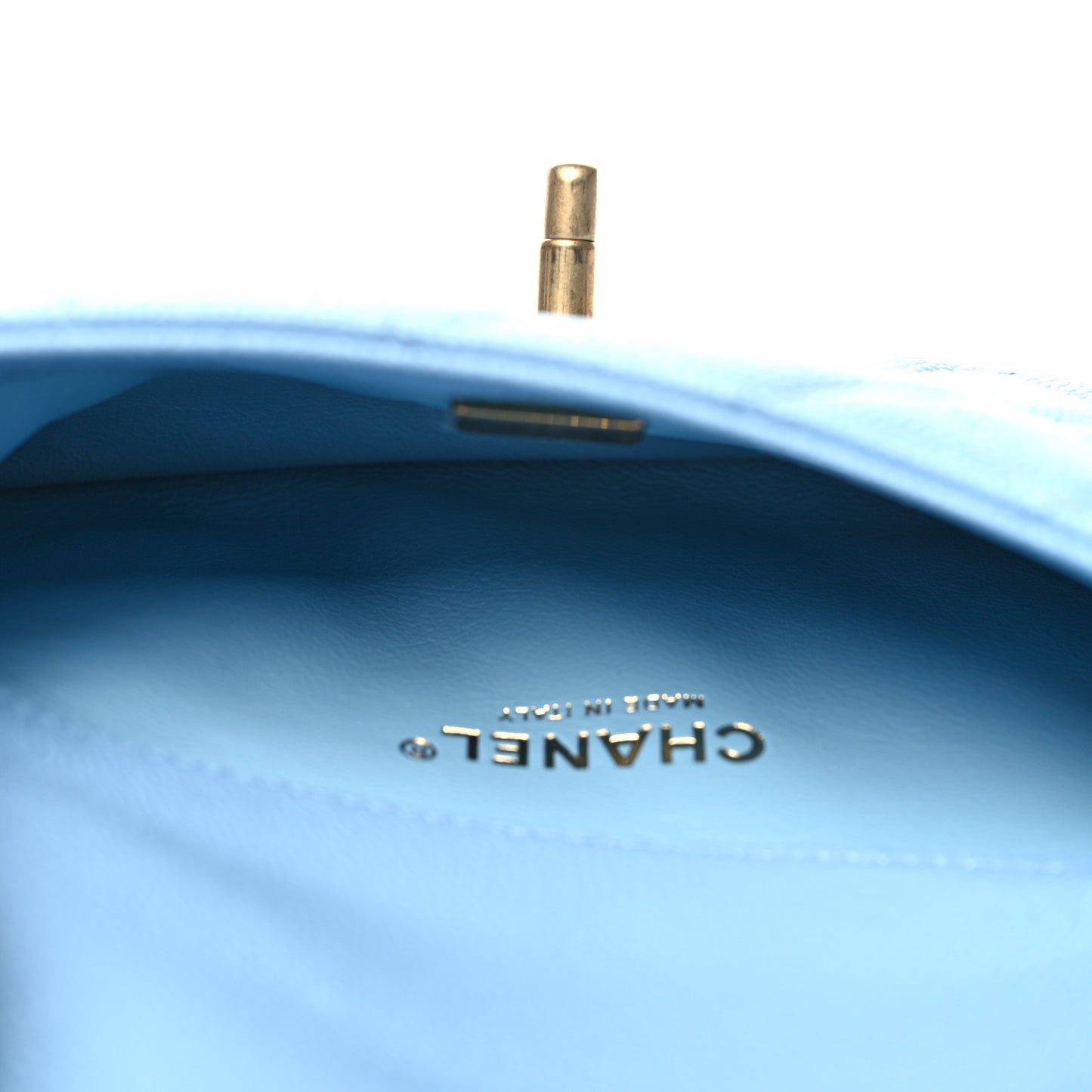 Shiny Caviar Pick Me Up Flap Belt Bag Light Blue